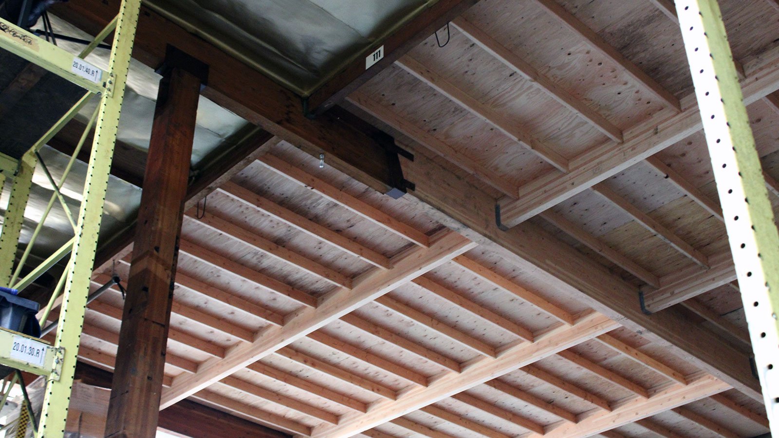 Repaired roof on a warehouse building