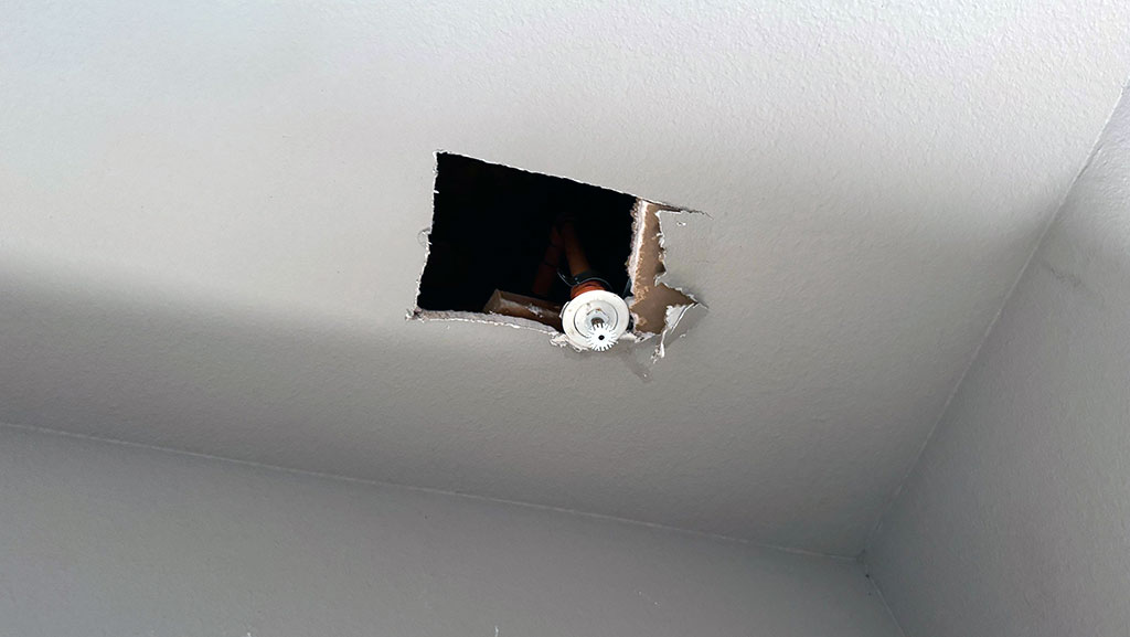 Sprinkler head in commercial building.